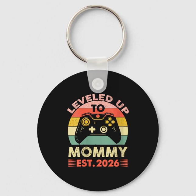 Womens Leveling Up To Mommy 2026 First Time Mom 20 Keychain (Front)