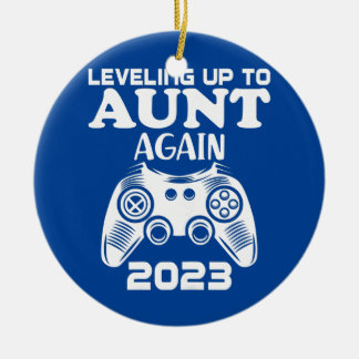 Womens Levelling Up To Aunt Again 2023 Baby Ceramic Ornament