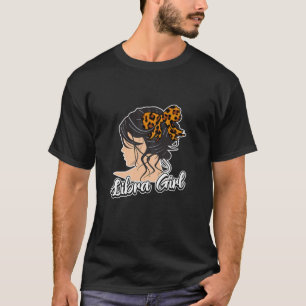 Womens Libra Girl - Cute Leopard Print T-Shirt
