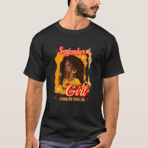 Womens Libra Virgo Zodiac Melanin Queen September T-Shirt
