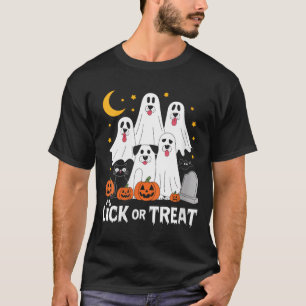Womens Lick Or Treat Funny Ghost Dog Cute T-Shirt