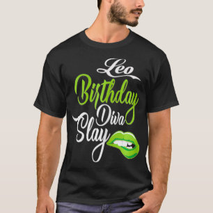 Womens LIp Print Graphic Leo Girl Birthday Diva Sl T-Shirt