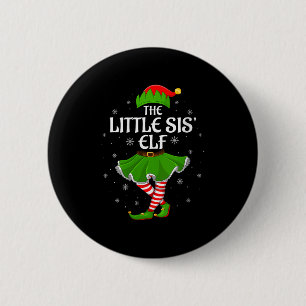 Womens Little Sis Elf Christmas Family Girls Women 2 Inch Round Button