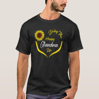 Womens Living The Happy Grandma Life Grandmother T-Shirt