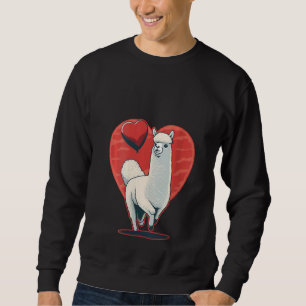 Womens Llama Love Heart for Valentines Day on Alpa Sweatshirt