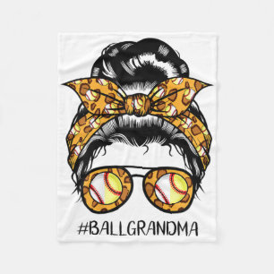 Womens #llgrandma Messy Bun Ll Grandma Fleece Blanket