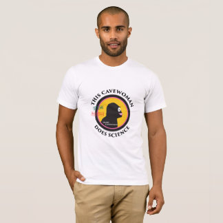 Women's Logos on Mans t-shirt Science Cavewoman