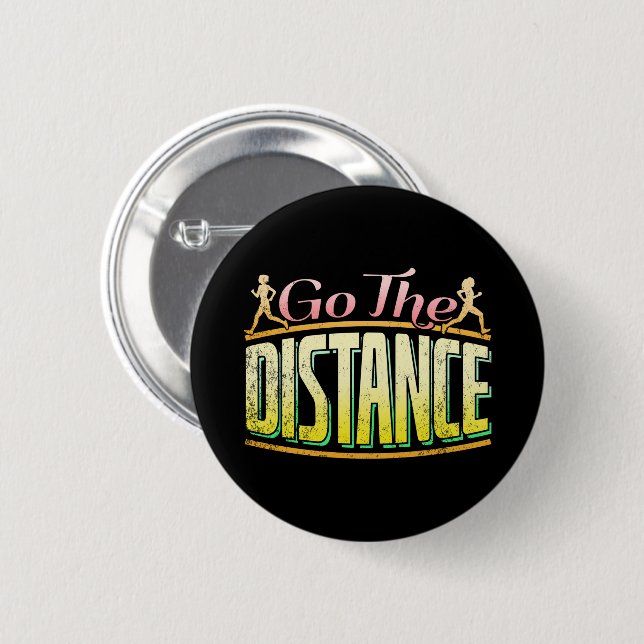 Womens Long Distance Running - Marathon Runner 2 Inch Round Button (Front & Back)