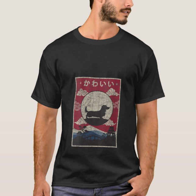 Womens Long Haired Dachshund Japanese Design Kawai T-Shirt (Front)
