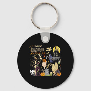 Womens Long Live Halloween Black Cat Poison Witch Keychain