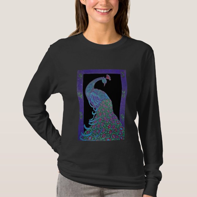 Women's Long Sleeve Tee - Proud Peacock (Front)