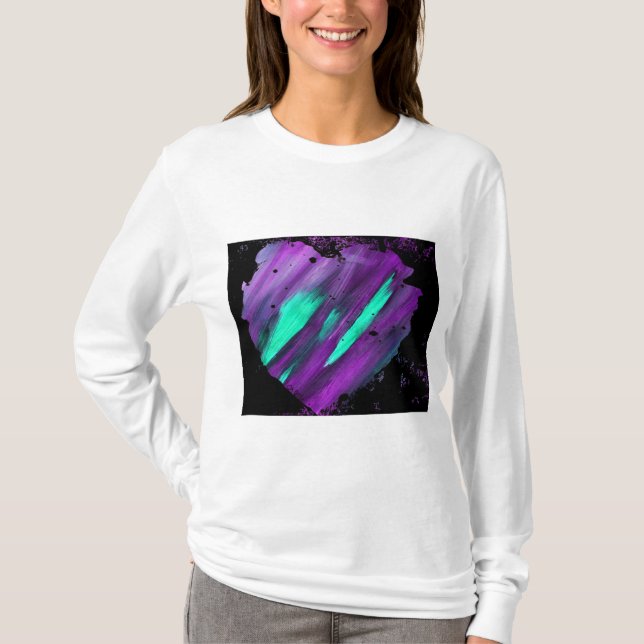 Women's Long Sleeve Tshirt Purple Abstract Heart (Front)