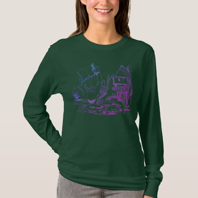 Women's Longsleeve "Elf Manor" Colour Printed Fanc T-Shirt (Front)