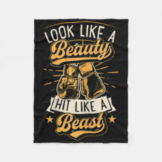 Womens Look Like A Beauty Hit Like A Beast Karate  Fleece Blanket