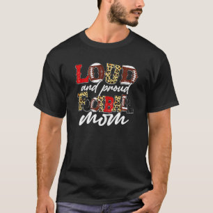 Womens Loud Proud Moms Football Leopard Print Chee T-Shirt