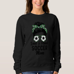 Womens Loud & Proud Soccer Mom Messy Bun Hair Moth Sweatshirt