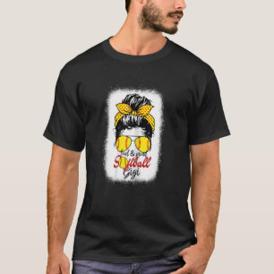 Womens Loud & Proud Softball Gigi Messy Bun Leopar T-Shirt