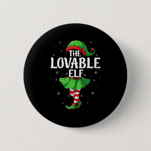 Womens Lovable Elf Christmas Girls Women Elf Squad 2 Inch Round Button