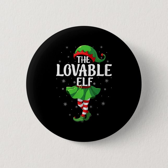 Womens Lovable Elf Christmas Girls Women Elf Squad 2 Inch Round Button (Front)