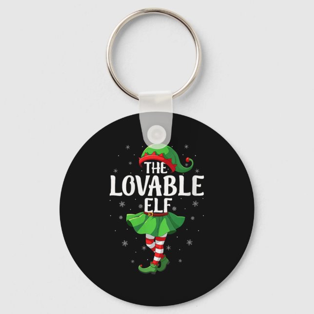 Womens Lovable Elf Christmas Girls Women Elf Squad Keychain (Front)