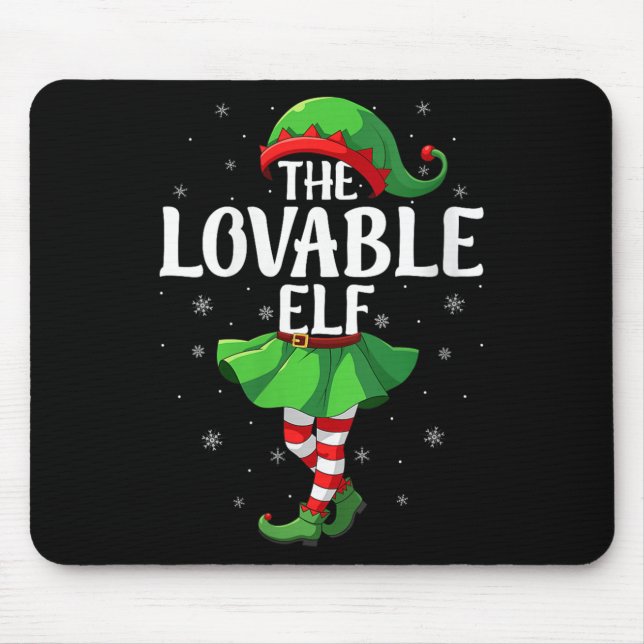 Womens Lovable Elf Christmas Girls Women Elf Squad Mouse Pad (Front)