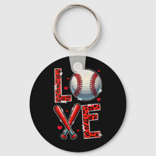 Womens Love Baseball Player Team Valentines Day Co Keychain