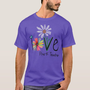 Womens Love Daisy Flower PreK Teacher T-Shirt