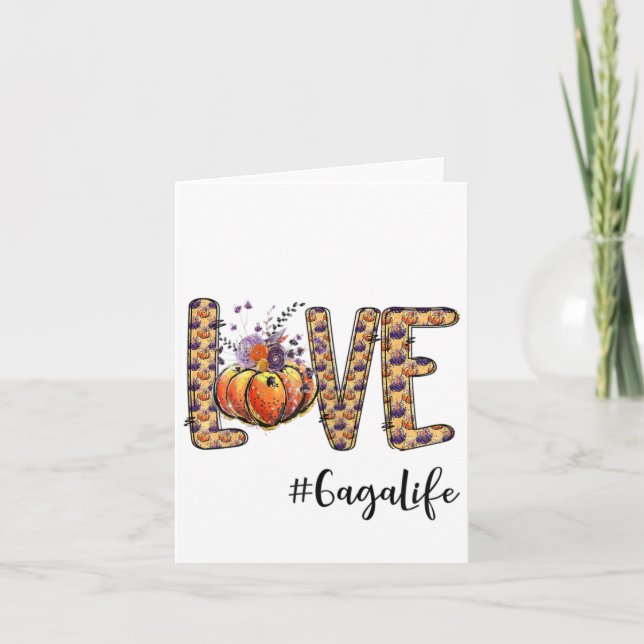 Womens Love Gaga Life Pumpkin Autumn Halloween  Card (Front)