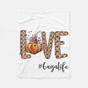 Womens Love Gaga Life Pumpkin Autumn Halloween Fleece Blanket