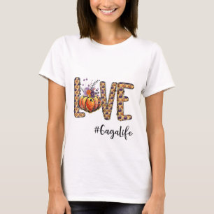 Womens Love Gaga Life Pumpkin Autumn Halloween  T-Shirt