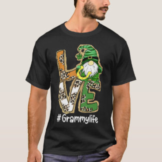 Womens LOVE Grammy Life Gnome Funny St Patrick's D T-Shirt