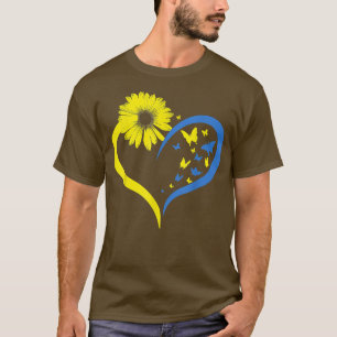 Womens Love Heart Ukraine Sunflower Butterfly Ukra T-Shirt