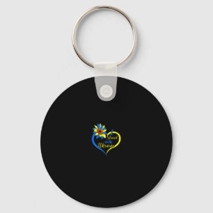 Womens Love Heart Ukraine Sunflower I Stand With U Keychain