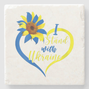 Womens Love Heart Ukraine Sunflower Ukrainian I St Stone Coaster