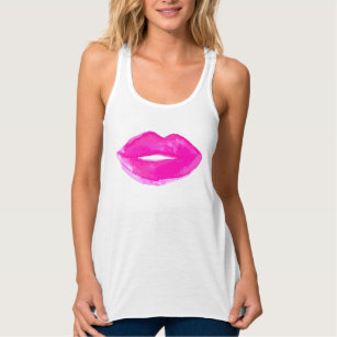 Women's LOVE LOVE ♡ Hand Painted Lips Tank Top