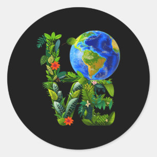 Womens Love On Earth Day Heal The Planet Save Classic Round Sticker