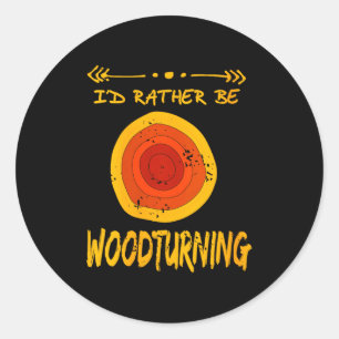 Womens Love Spending Time Woodturning Humor Retro  Classic Round Sticker