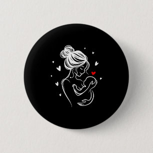 Womens Loving Mum Baby Hug Heart Child Birth V-nec 2 Inch Round Button