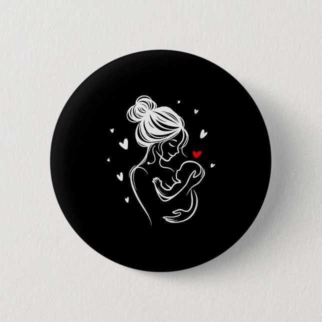 Womens Loving Mum Baby Hug Heart Child Birth V-nec 2 Inch Round Button (Front)