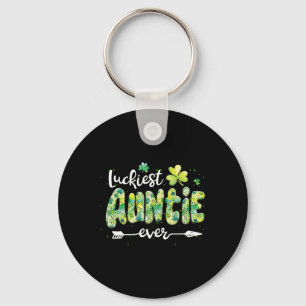 Womens Luckiest Auntie Ever St Patricks Day Keychain