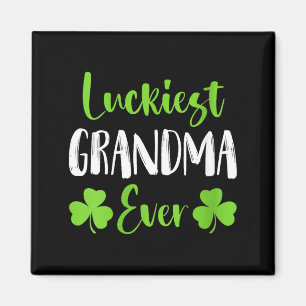 Womens Luckiest GRANDMA Funny Family St Patrick Magnet