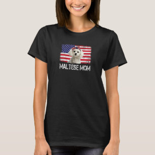 Womens Maltese Mom Us Flag 4th Of July Patriotic W T-Shirt