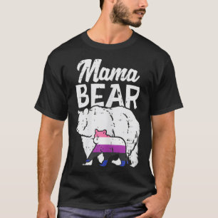 Womens Mama Bear Genderfluid Pride Flag LGBTQ Ally T-Shirt