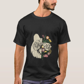 Womens Mama Bear Half Bear Half Flower Hippie Mom  T-Shirt