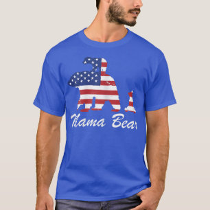 Womens Mama Bear with two Cubs Mother US Flag Mom T-Shirt