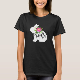 Womens Mama Bunny Watercolor Floral Cute Easter Mo T-Shirt