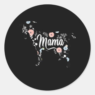 Womens Mama Goat Floral Mom Lover Mor Grandma Classic Round Sticker