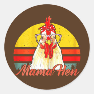 Womens Mama Hen Chicken Mom Crazy Lady Lover Classic Round Sticker