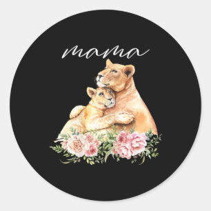Womens Mama Lioness Shirt New Mom Lion Mommy Gift Classic Round Sticker