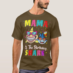 Womens Mama Of The Shark Birthday Family Matching T-Shirt